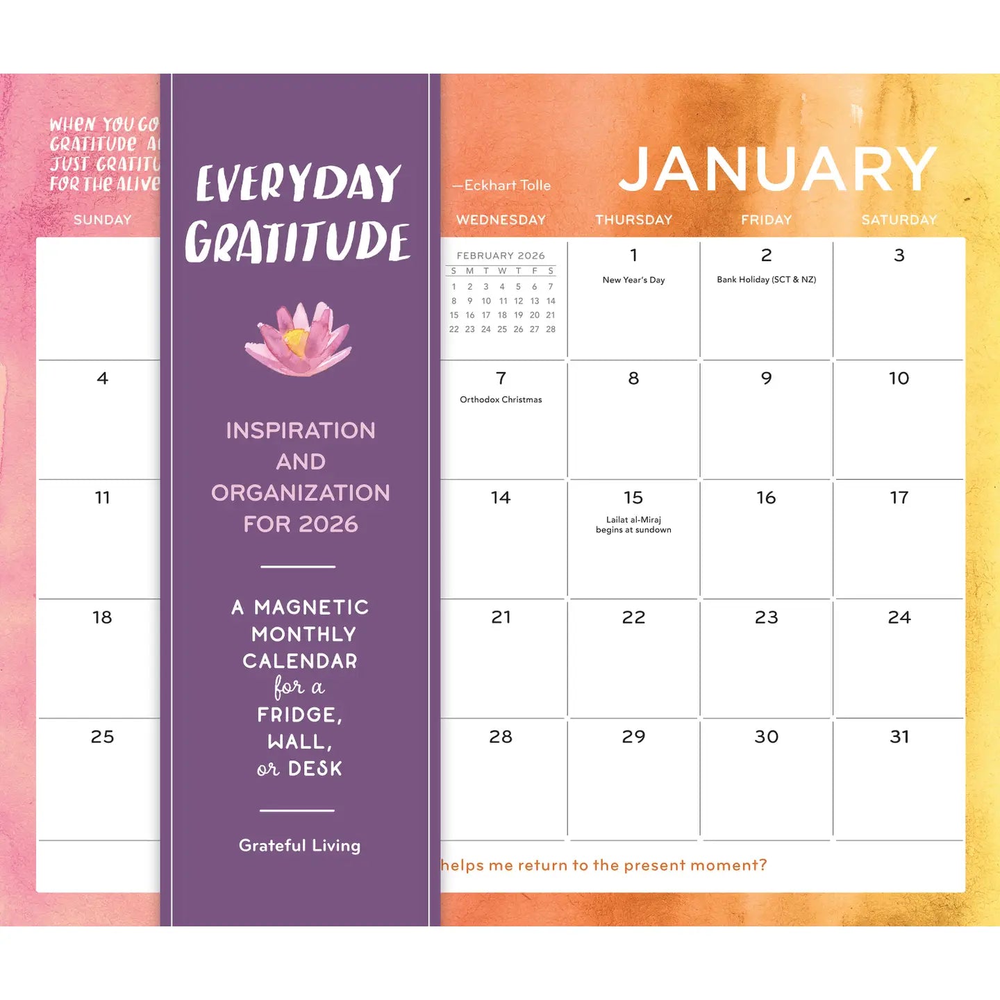 Everyday Gratitude Magnetic Wall Calendar 2026