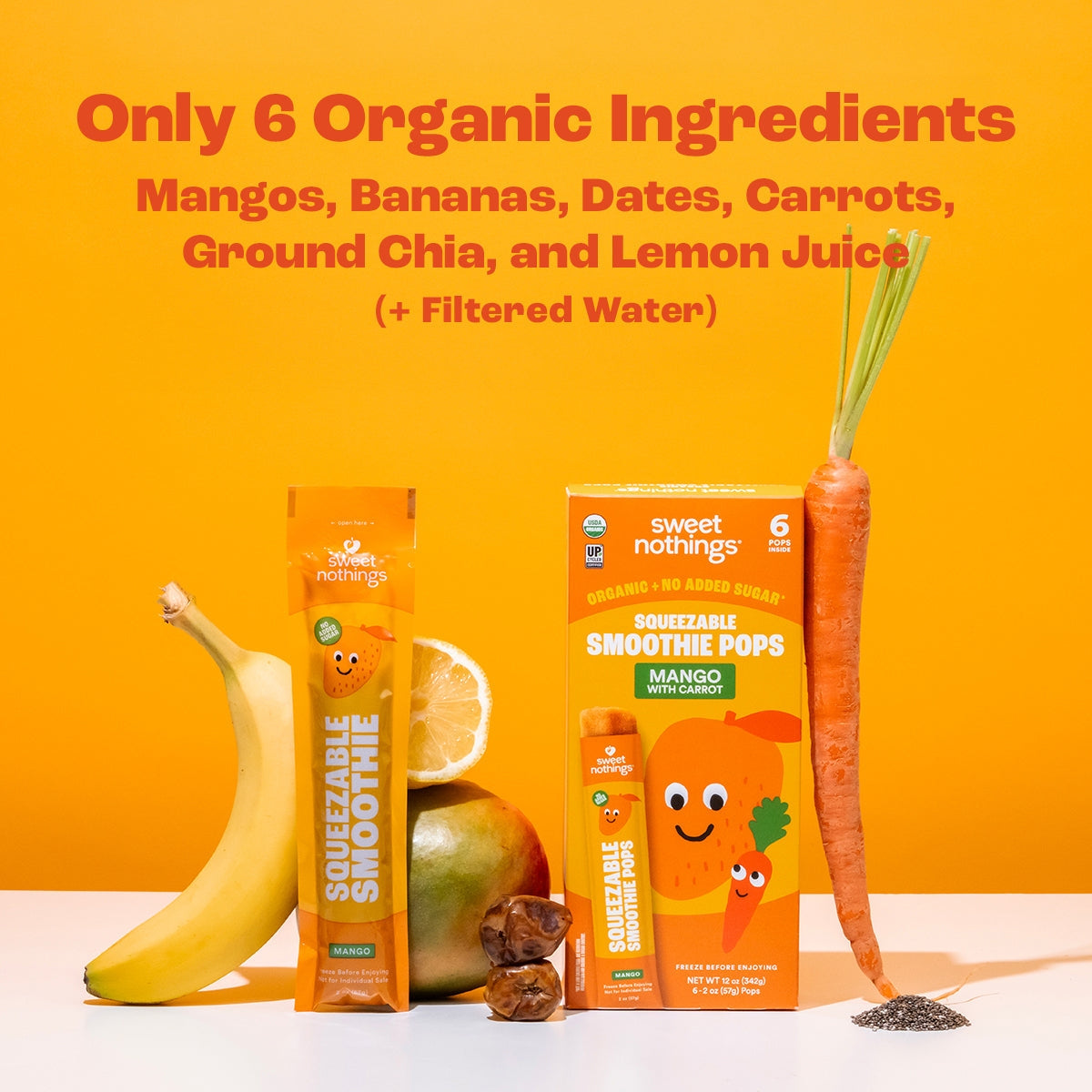 Mango Carrot Smoothie Pops – Organic Fruit Popsicle