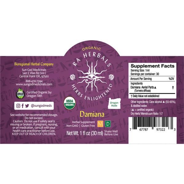 Damiana Tincture Ra Herbals Certified Organic 1oz
