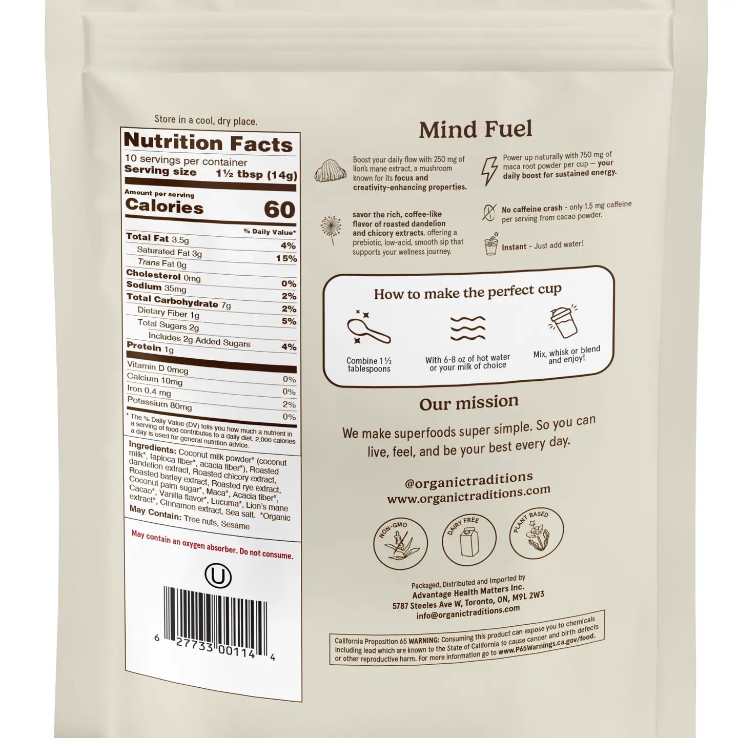 Mind Fuel Instant Mushroom Coffee Alternative