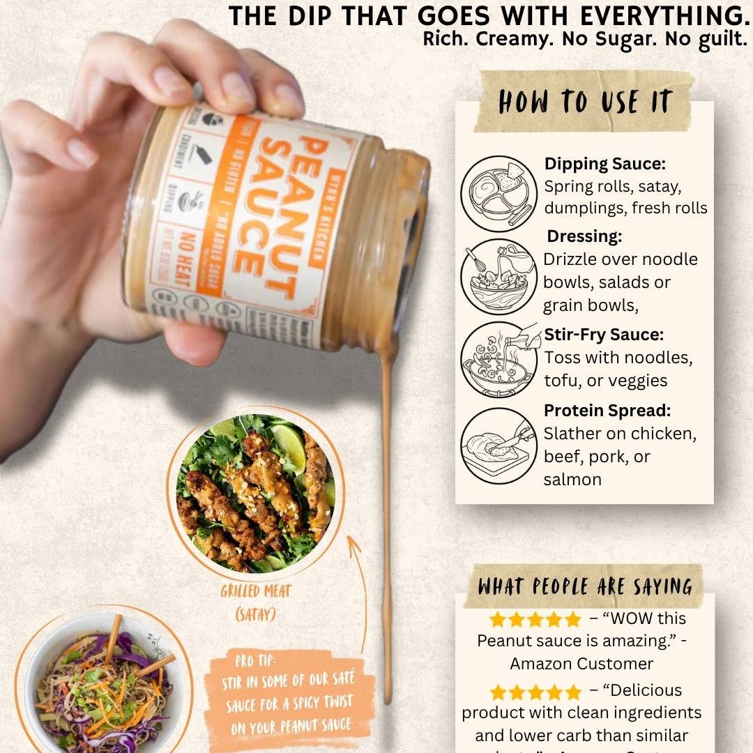 Keto Peanut Sauce- Vegan, No Sugar, Natural, Gluten Free