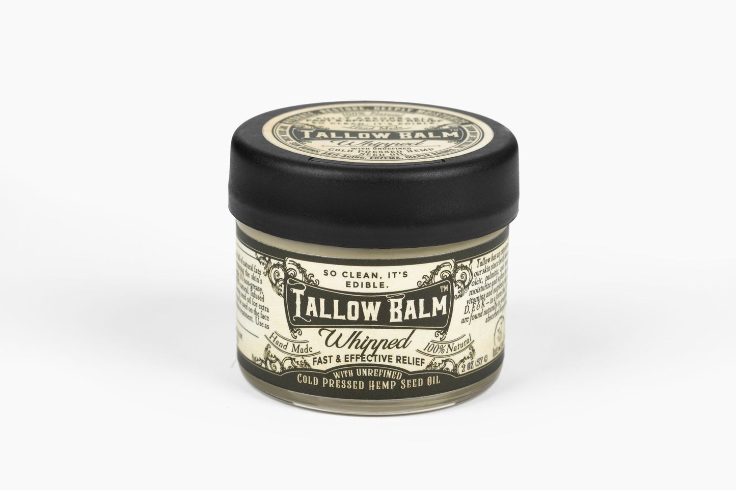 Tallow Balm- Whipped with Hemp Seed Oil 2 oz Glass