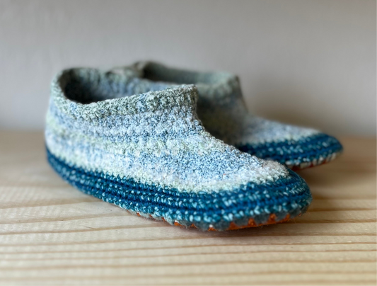 Cozy Crochet, Leather Bottom, Sheepskin Slippers