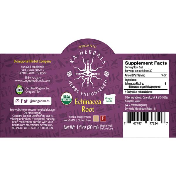 Echinacea Root Tincture Ra Herbals Certified Organic 1 oz