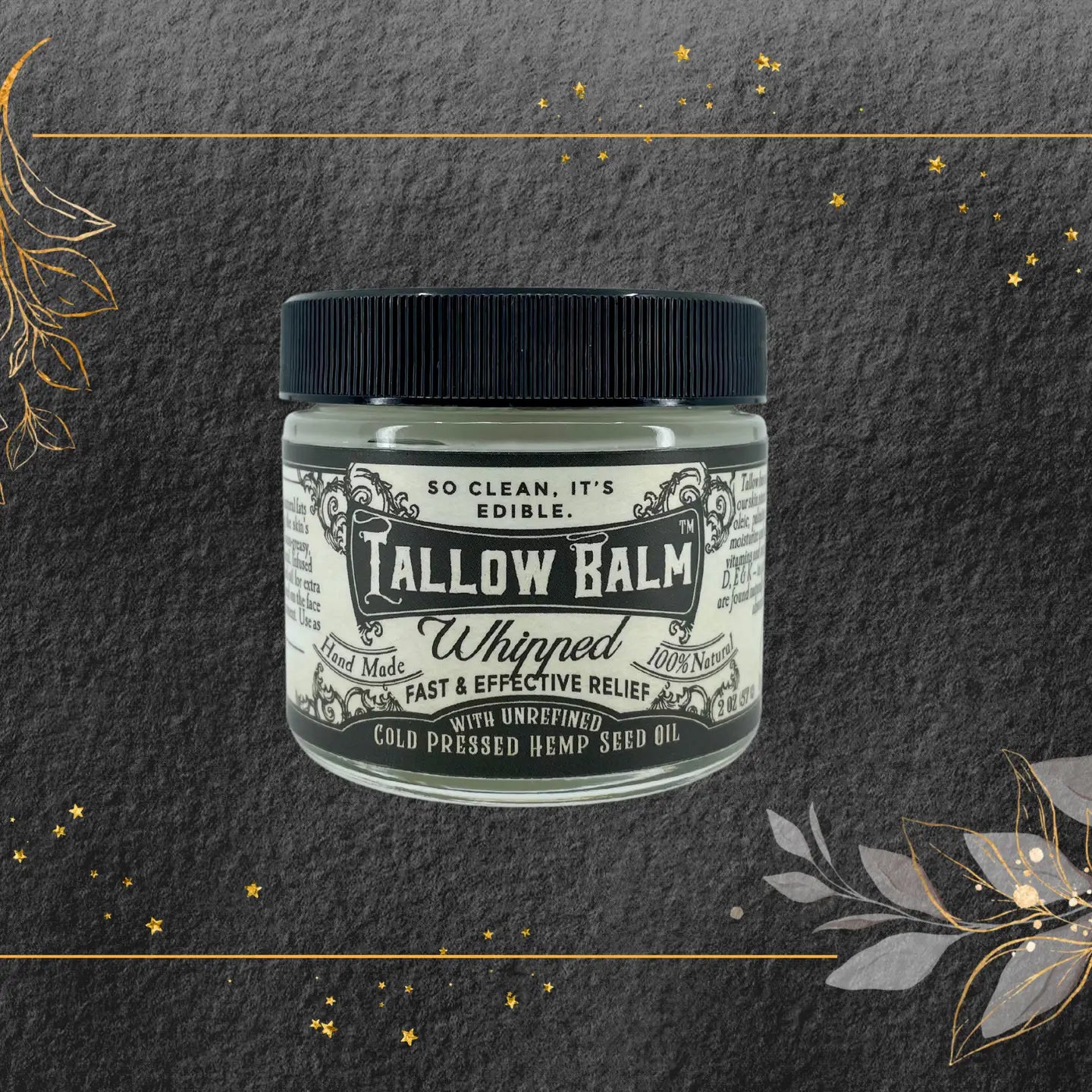 Tallow Balm- Whipped with Hemp Seed Oil 2 oz Glass