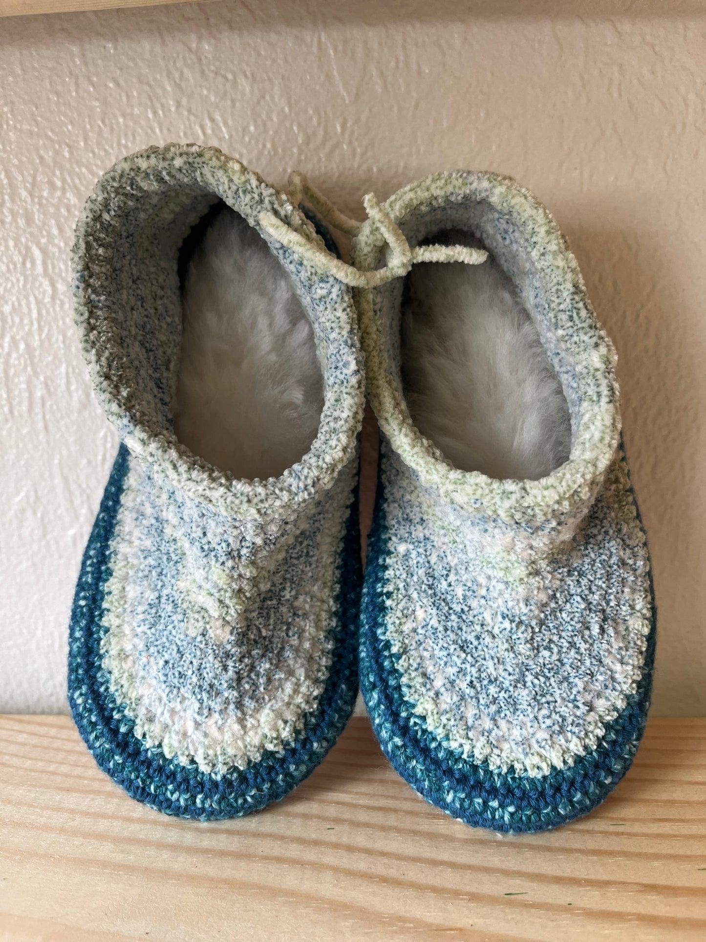Cozy Crochet, Leather Bottom, Sheepskin Slippers