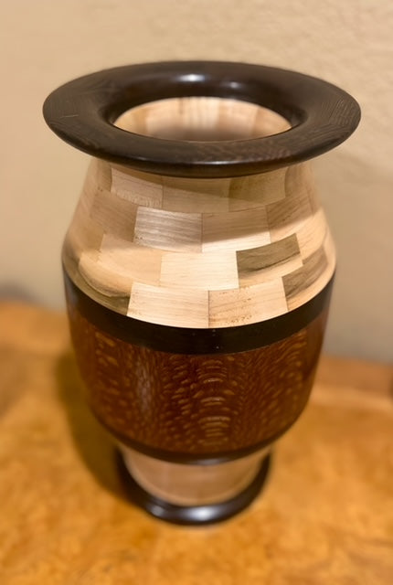 Beautiful Handcrafted - Leopard, Wedge, Maple Wood Vase