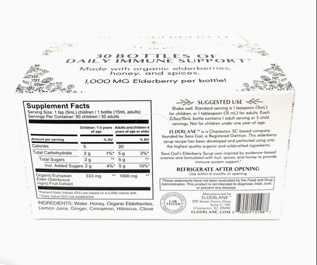 Elderberry Syrup Single Serve Bottle