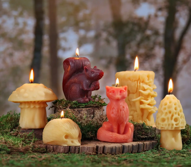 Vela de cera de abejas en forma de zorro