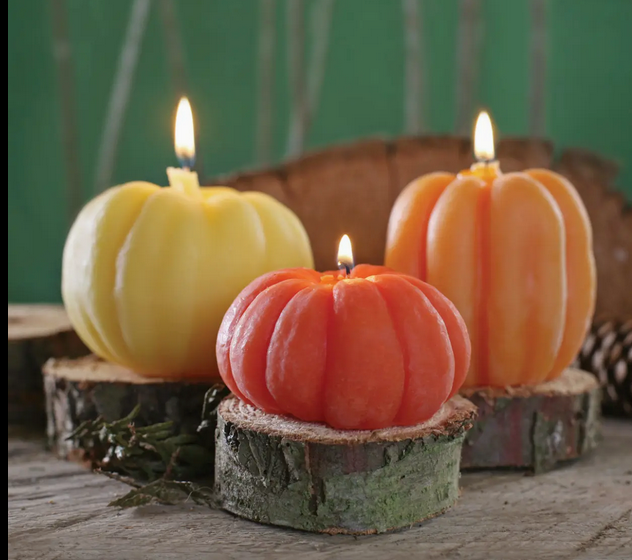 Vela de cera de abejas con forma de calabaza