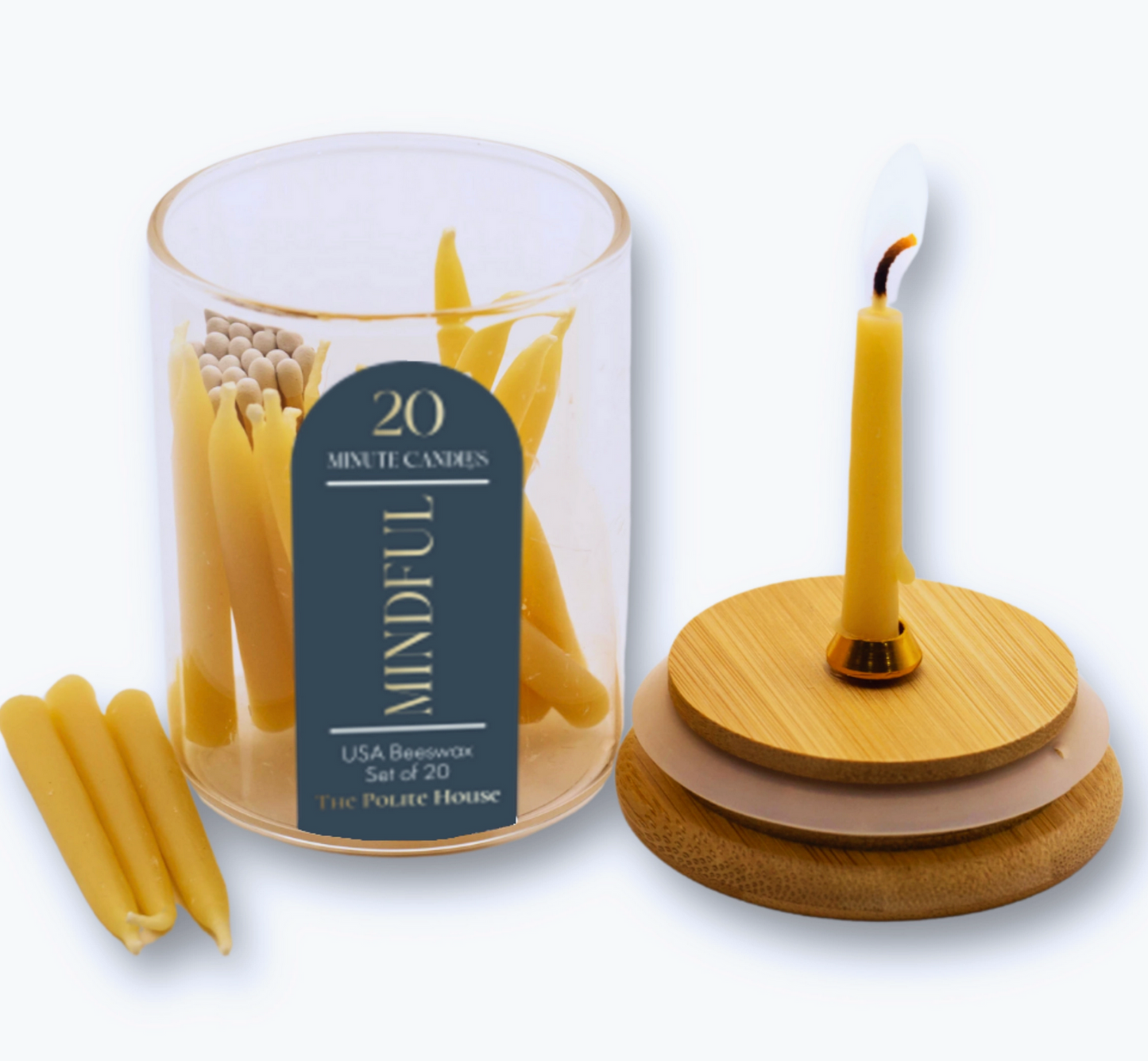 20 Minute Beeswax Candle Set: Mindful (Set of 20)