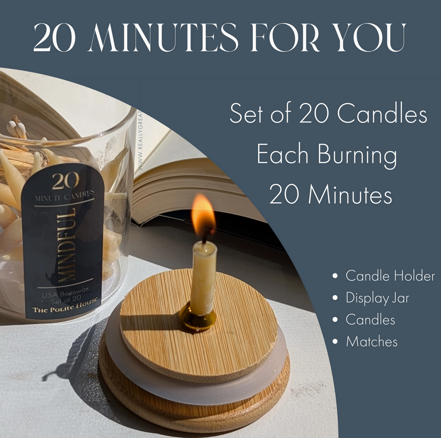 20 Minute Beeswax Candle Set: Mindful (Set of 20)
