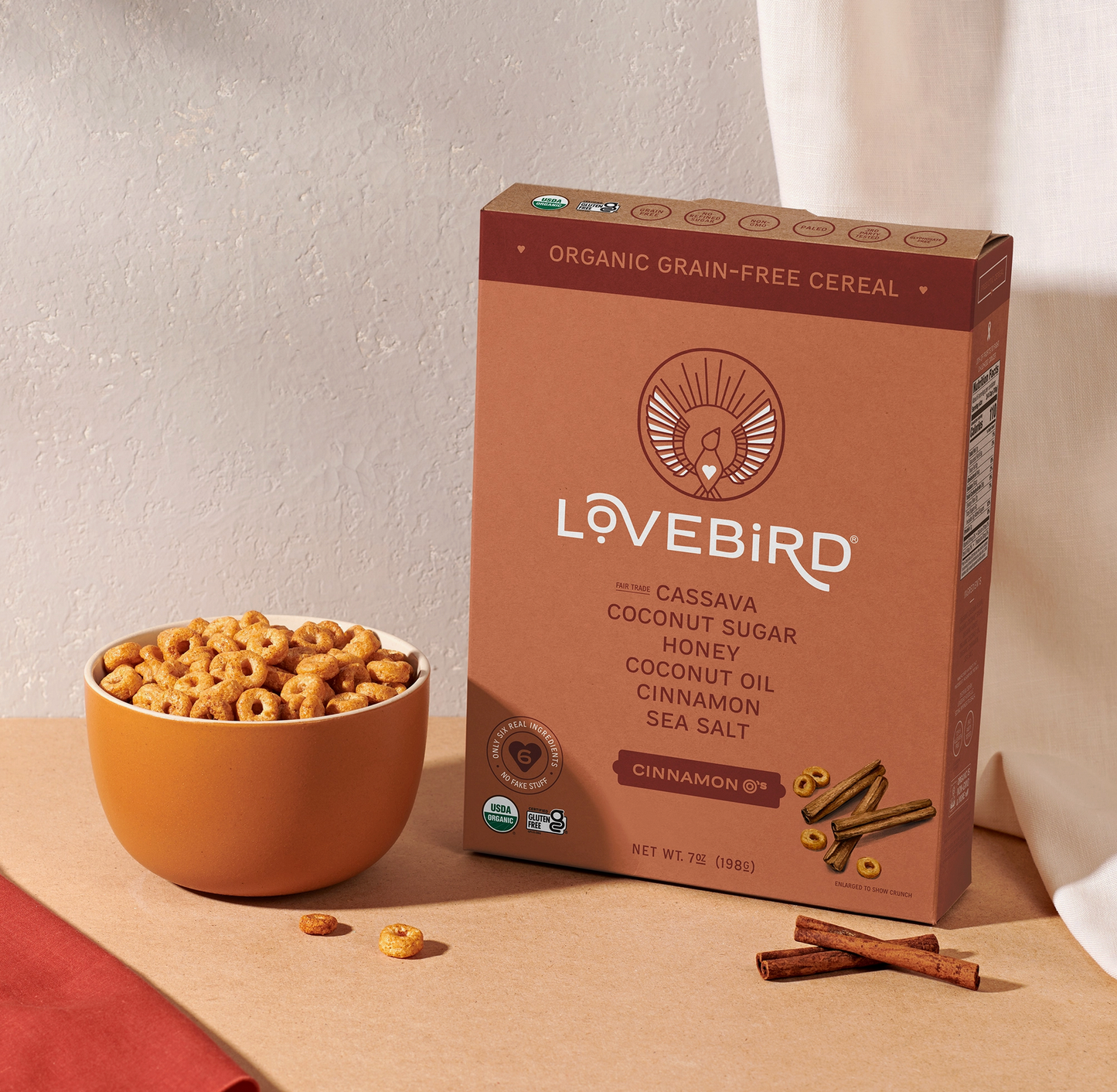 Cereales Lovebird con canela
