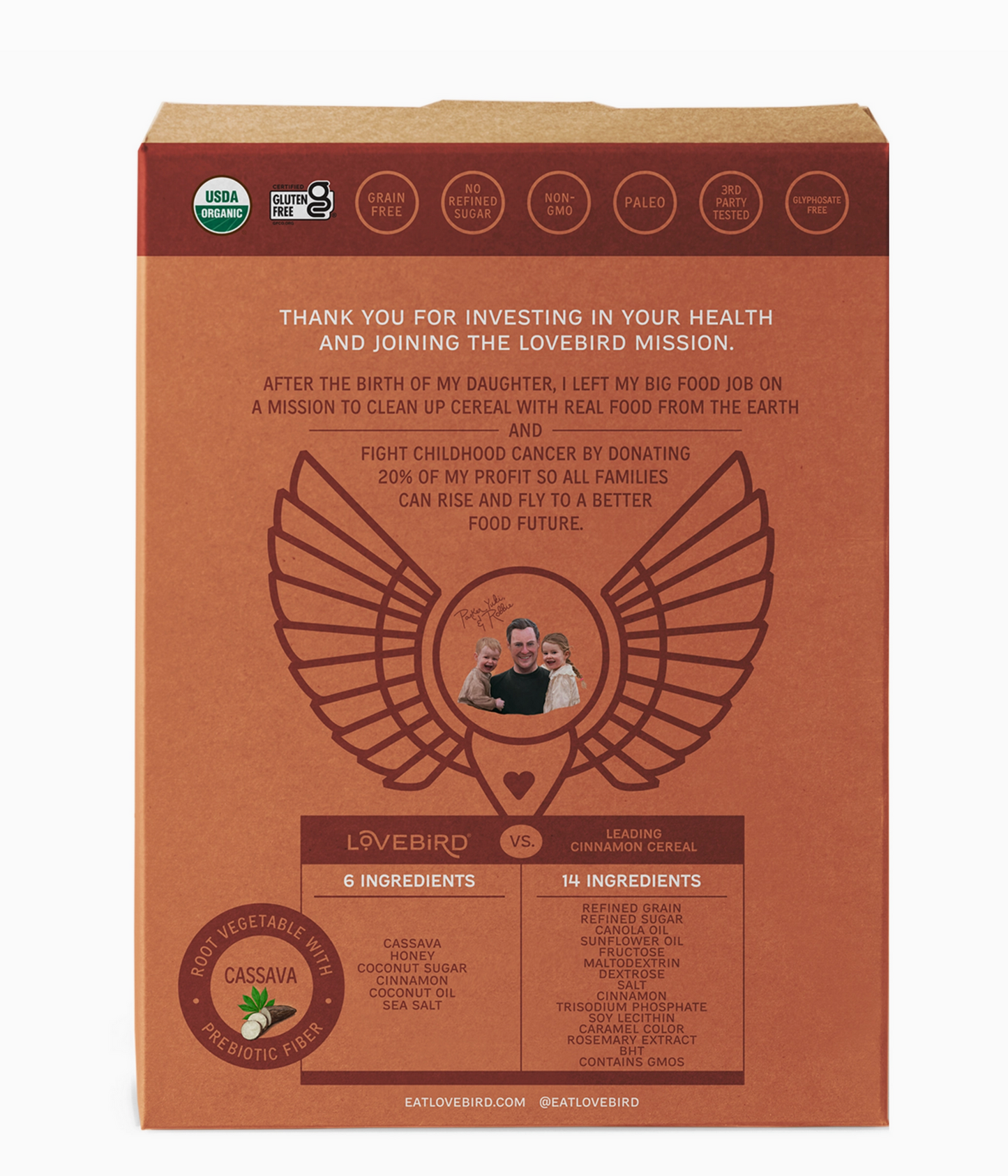 Cereales Lovebird con canela