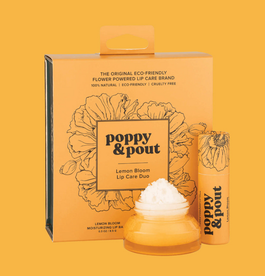Dúo para el cuidado de los labios, Lemon Bloom, amapola y labios carnosos