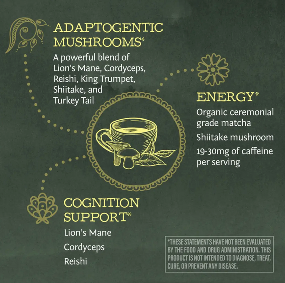 Matcha Mushroom | Be Well Matcha & Mushroom Drink Mix - Adaptogenic Coffee