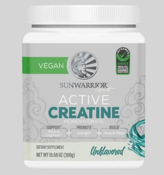 Sunwarrior | Bebida en polvo de creatina activa sin sabor, vegana, 300 gramos