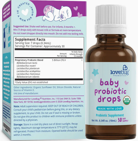 Organiese baba probiotiese druppels