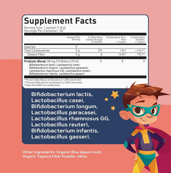 Toddler Probiotics 12 Months - 4 Years Organic (Powder) 60 Single Serve Sticks