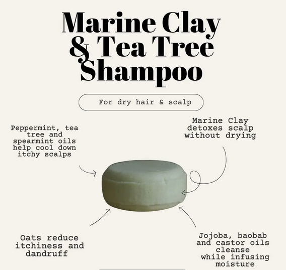 Unpackaged Marine Clay Shampoo Bar Zero Waste (Dry Hair)