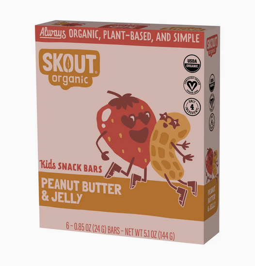 Skout Organic Peanut Butter & Jelly Kids Snack Bar