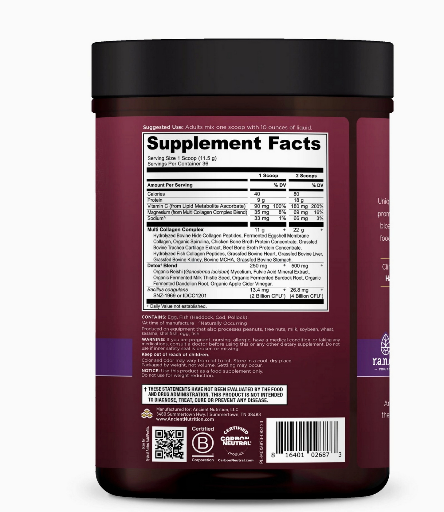 Collagen Advanced Detox | Multi-Collagen Powder (36 Servings)