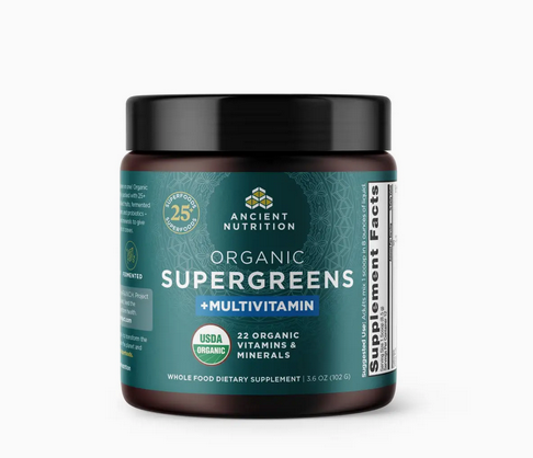 Antieke Voeding | Organiese Supergreens + Multivitamien | Poeiergroen geur (12 porsies)