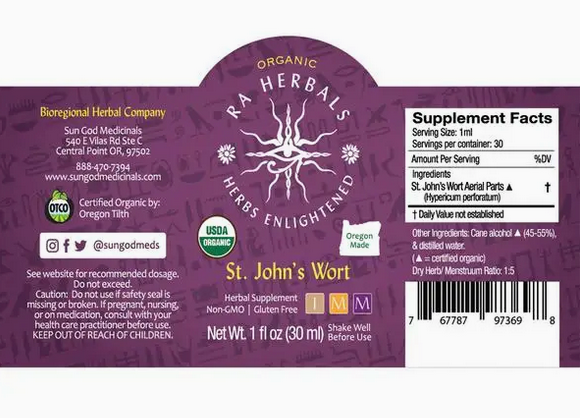 Organic St. John's Wort Tincture 1oz