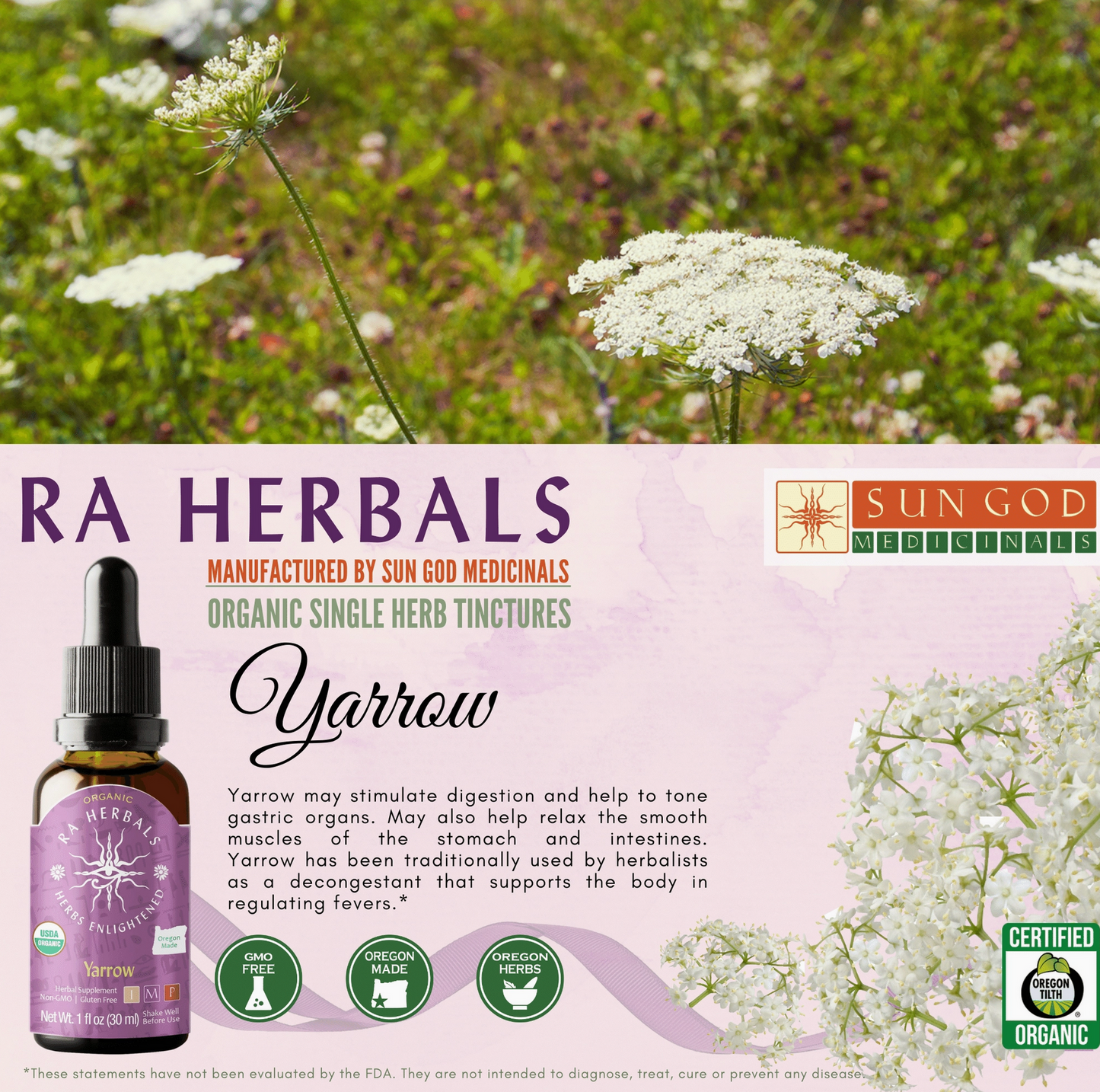 Organic Yarrow Tincture 1oz