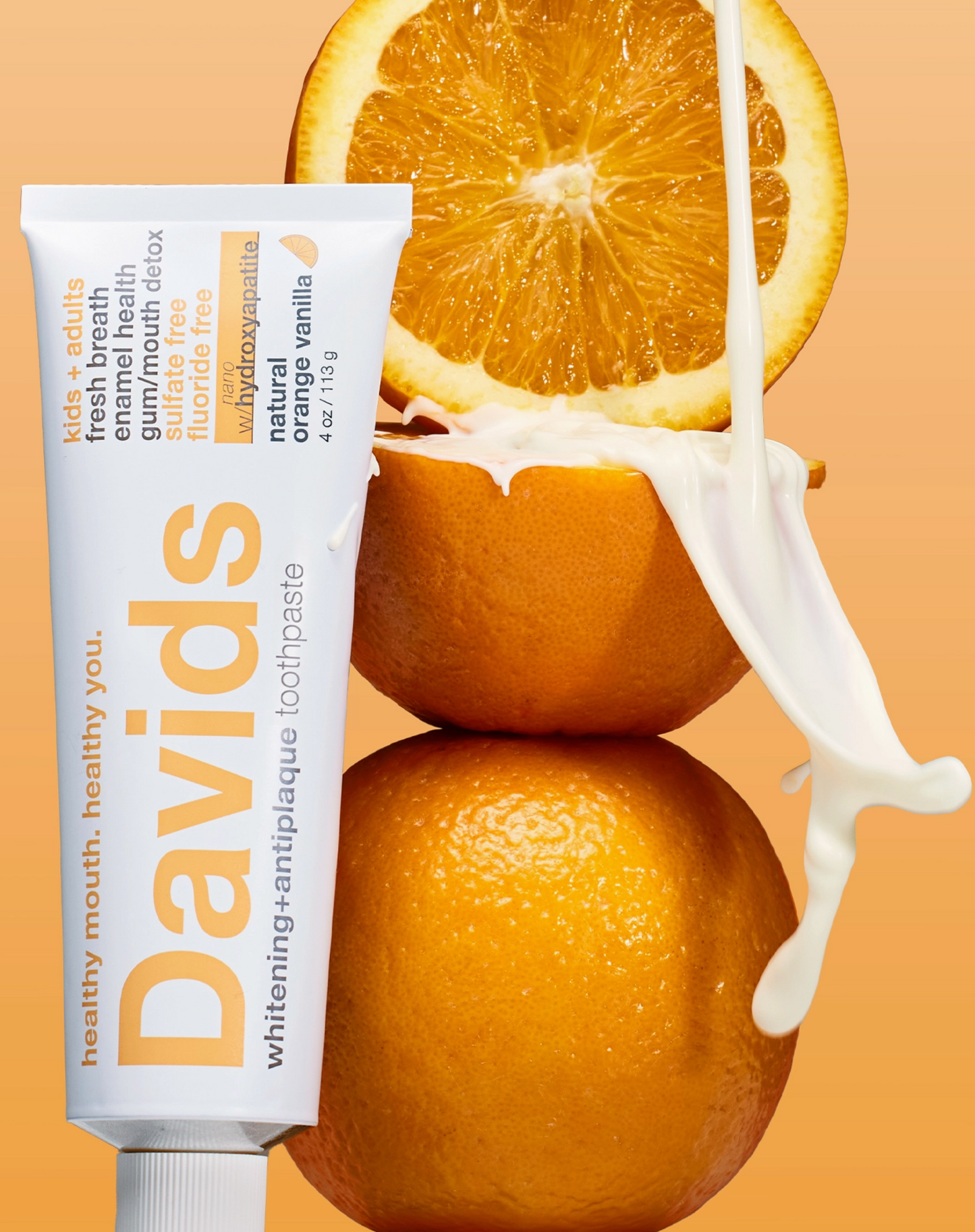 Davids Kids + Adults Nano-Hydroxyapatite Premium Tandepasta / Oranje Vanielje