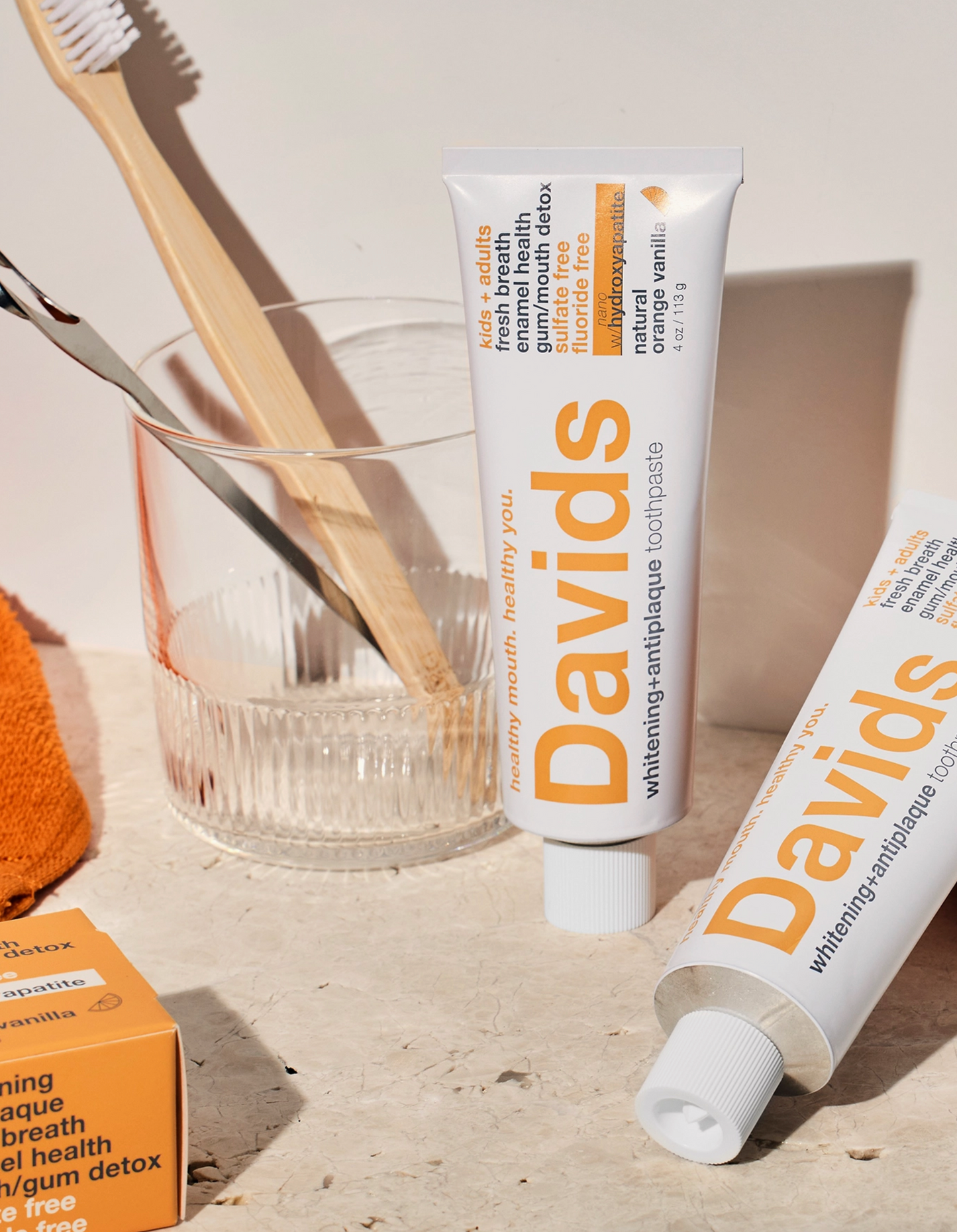 Davids Kids + Adults Nano-Hydroxyapatite Premium Tandepasta / Oranje Vanielje