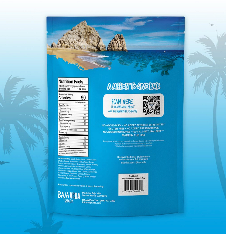 Baja Vida Beef Jerky - 2.5oz Traditional