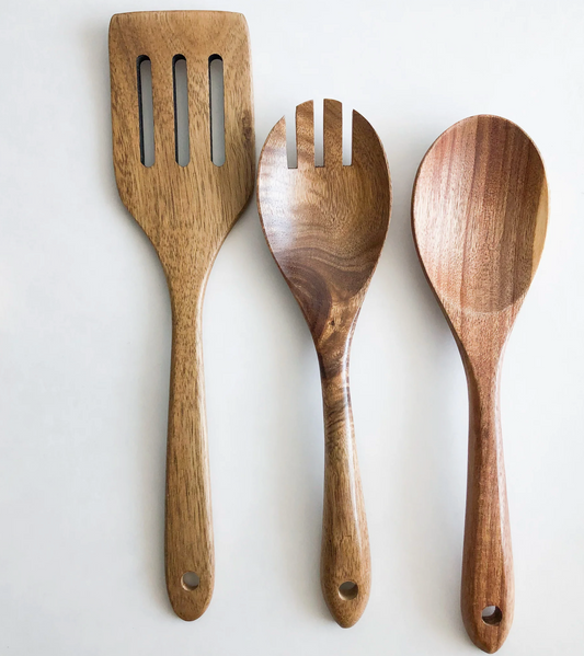 Natural Acacia Wood Kitchen Utensil Set