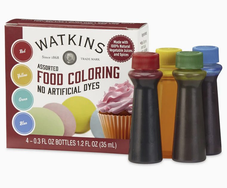 Assorted Food Coloring 4 Pack 4 -0.3 Fl oz Bottles 1.2 Fl oz