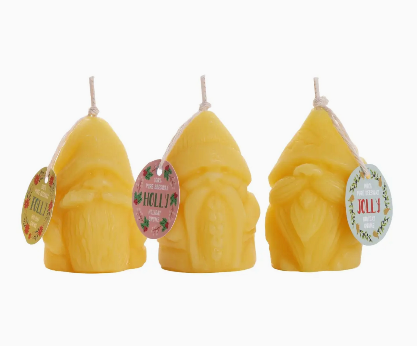 Beeswax Holiday Gnome Candles 3-PK
