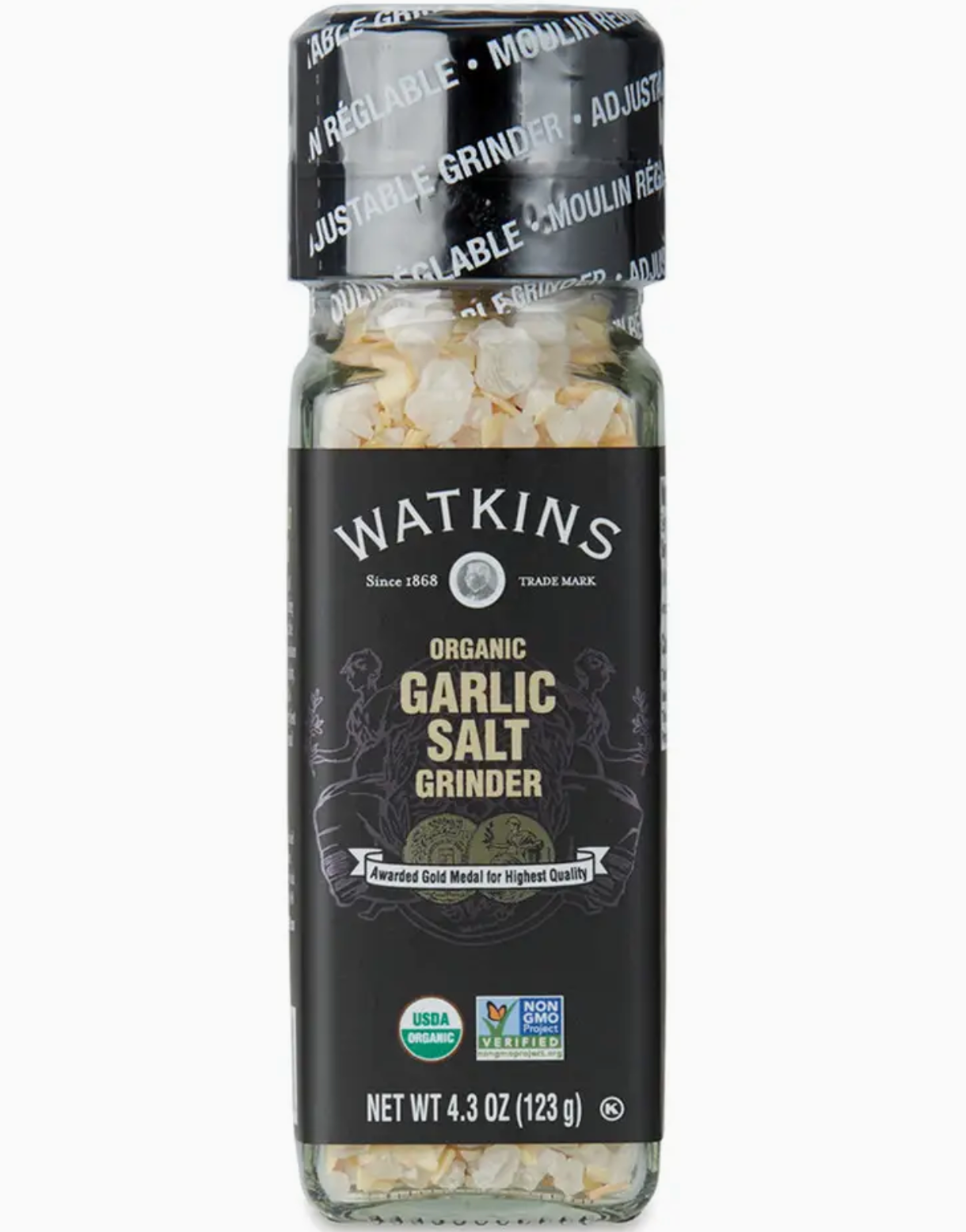 Organic Garlic Salt Grinder, 4.3 oz