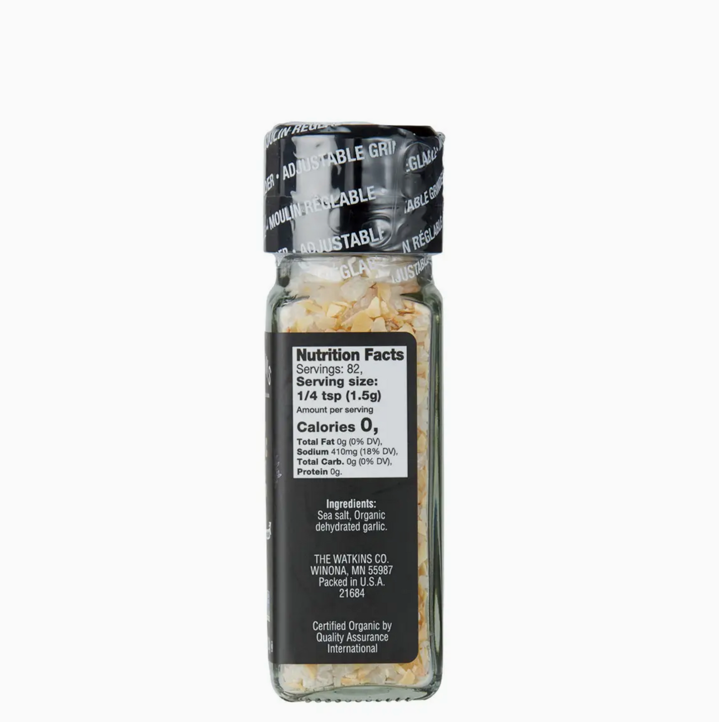 Organic Garlic Salt Grinder, 4.3 oz