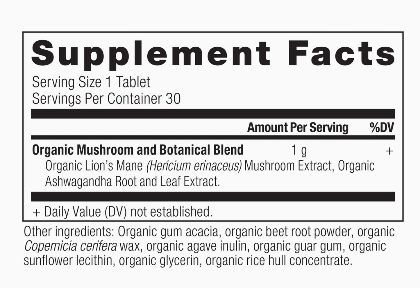 Organic Lion's Mane - Tablet - 30ct
