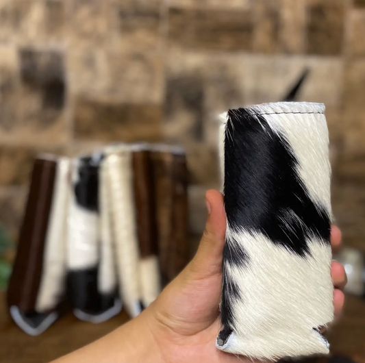 Skinny Can Cowhide Koozies