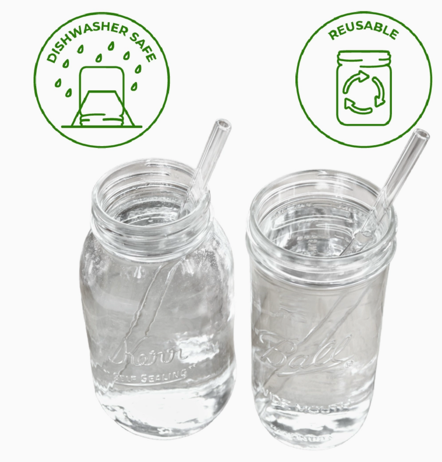 Long Glass Straws For Quart and Pint & Half