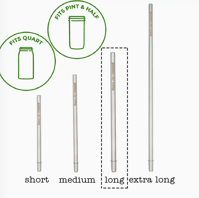 Long Safer Rounded End Stainless Steel Straw For Quart Jars