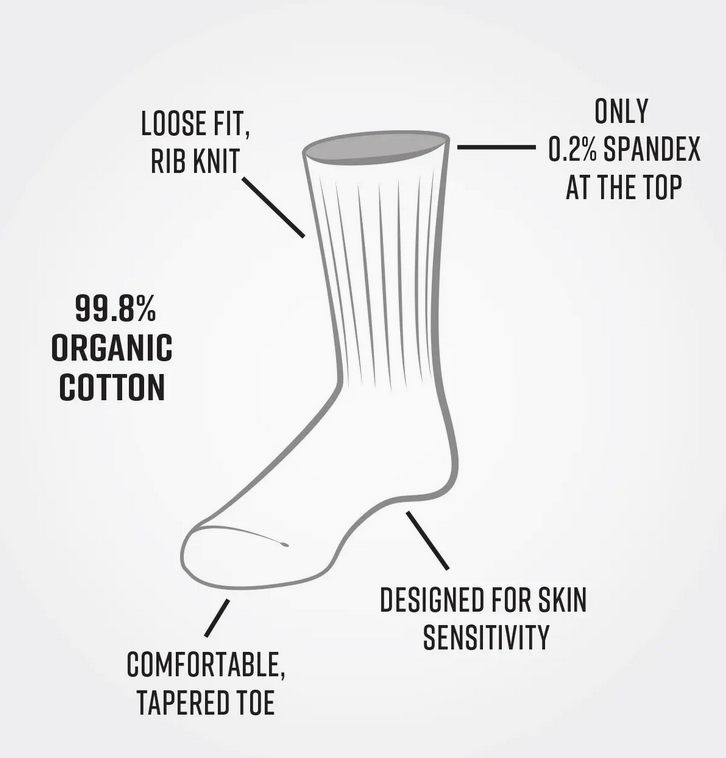 Organic Cotton Allergy Crew Socks - Black