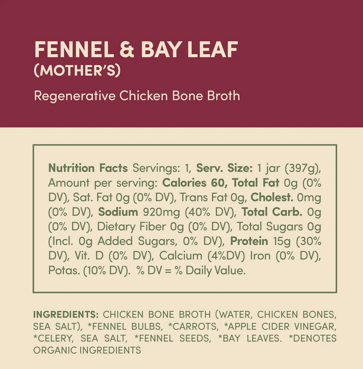 Fennel & Bay Leaf Pasture-Raised Chicken Bone Broth 14oz