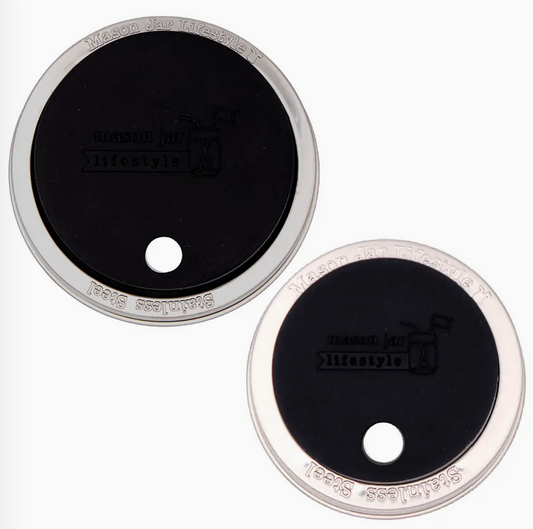 Silicone Straw Hole Tumbler w/ Stainless Steel Band For Jars