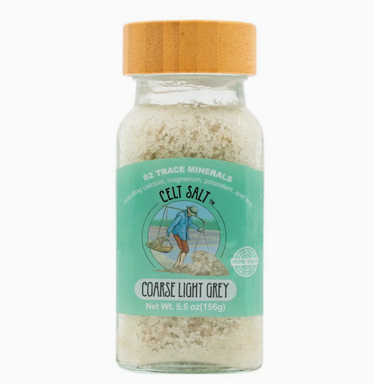 Celtic Sea Salt, Coarse Light Grey 5.5 oz Glass Shaker