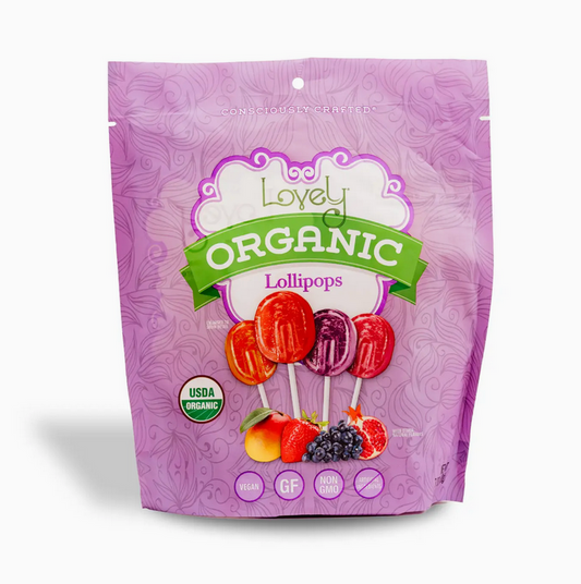 Organic Lollipops - Natural Candy, Gluten Free, No Dyes