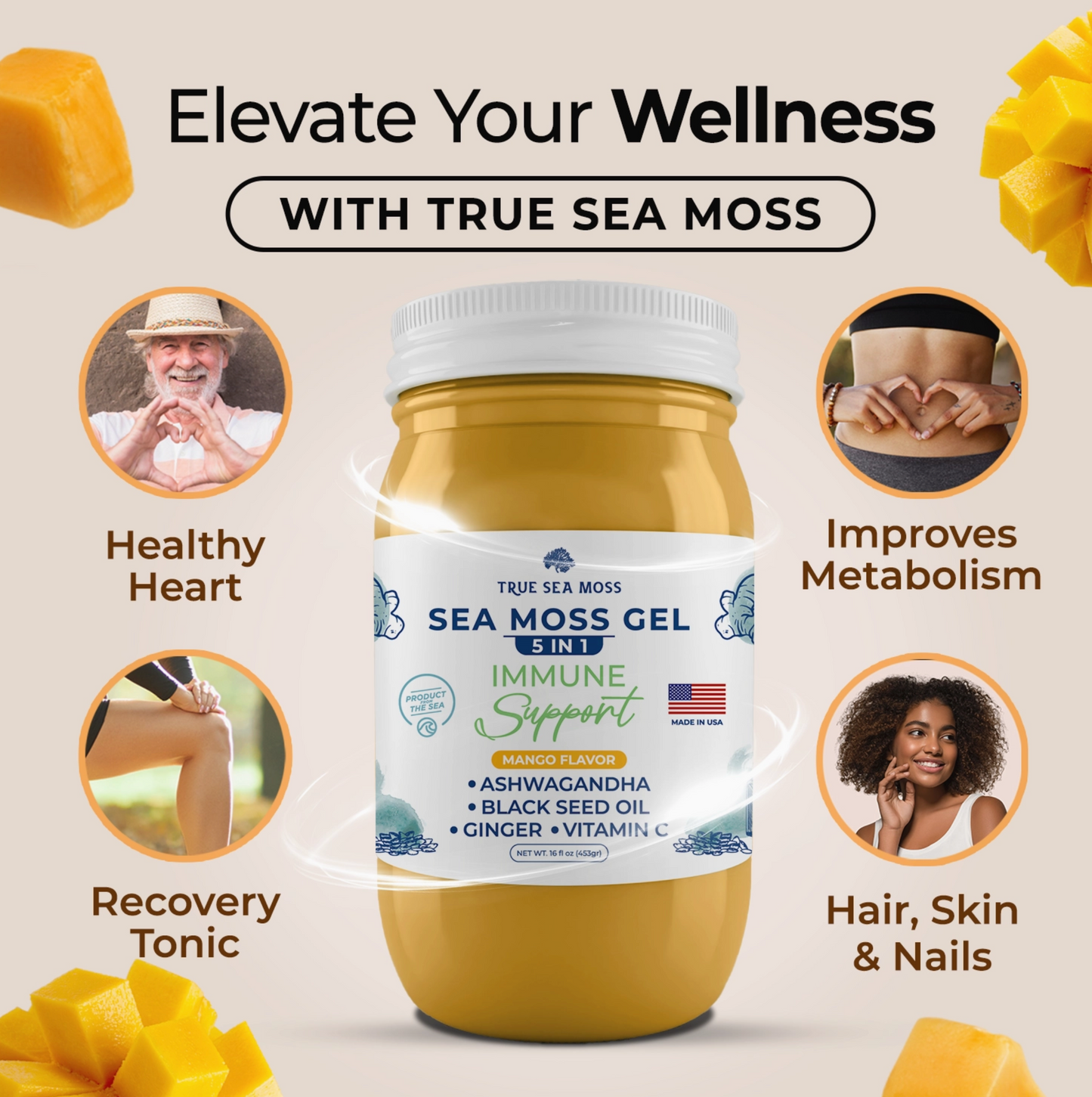 Sea Moss Gel - 5 in 1 - Mango