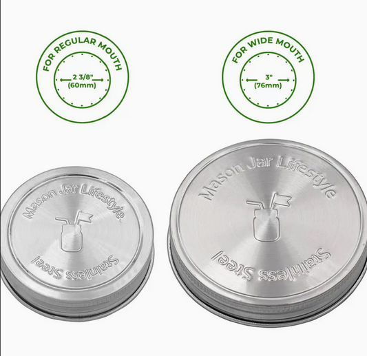 Stainless Steel Storage Lids w/ Silicone Seals For Mason Jar