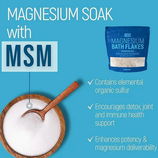 Magnesium Bath Flakes, Bath Soak/Foot Soak with MSM