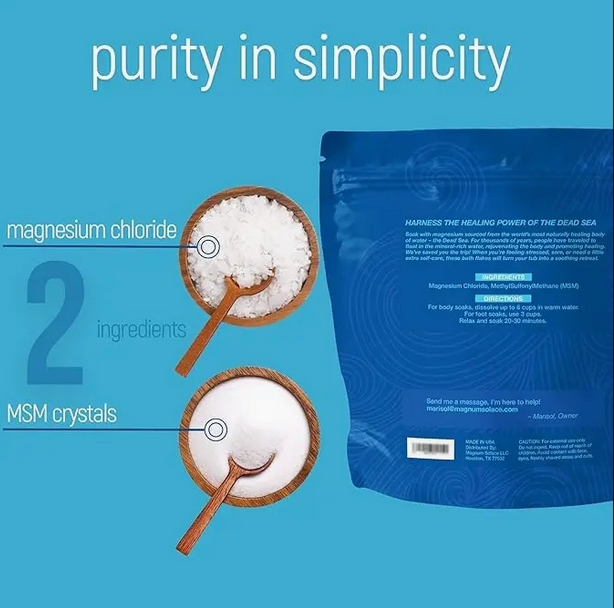 Magnesium Bath Flakes, Bath Soak/Foot Soak with MSM